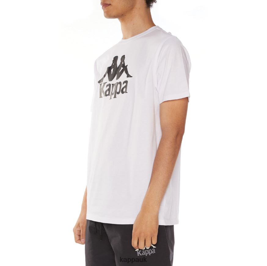 Kappa Authentic Estessi T-Shirt White Black 408H4N191 - Kappa Trainers UK