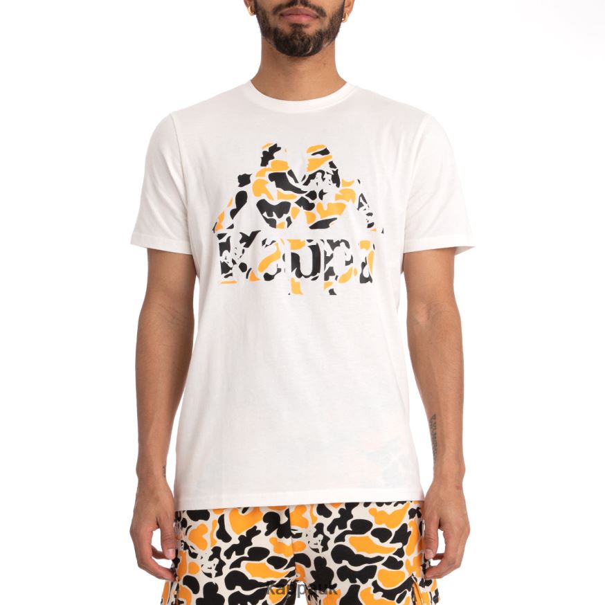 Kappa Authentic Phullo T-Shirt White Black Smoke 408H4N177 - Kappa Tracksuit UK