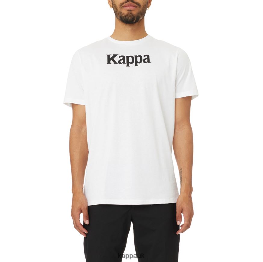 Kappa Authentic Runis T-Shirt White Black 408H4N186 - Kappa Tracksuit UK