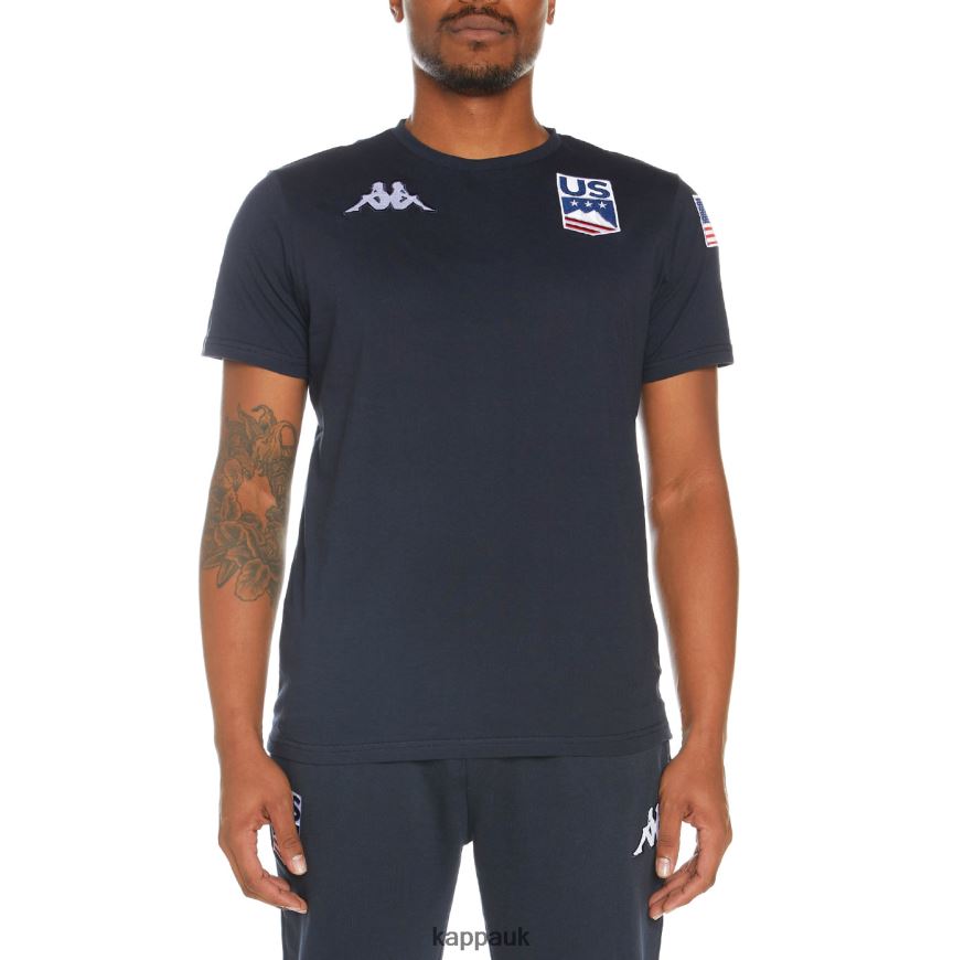 Kappa Estessi US T-Shirt Navy 408H4N203 - Kappa Trainers UK