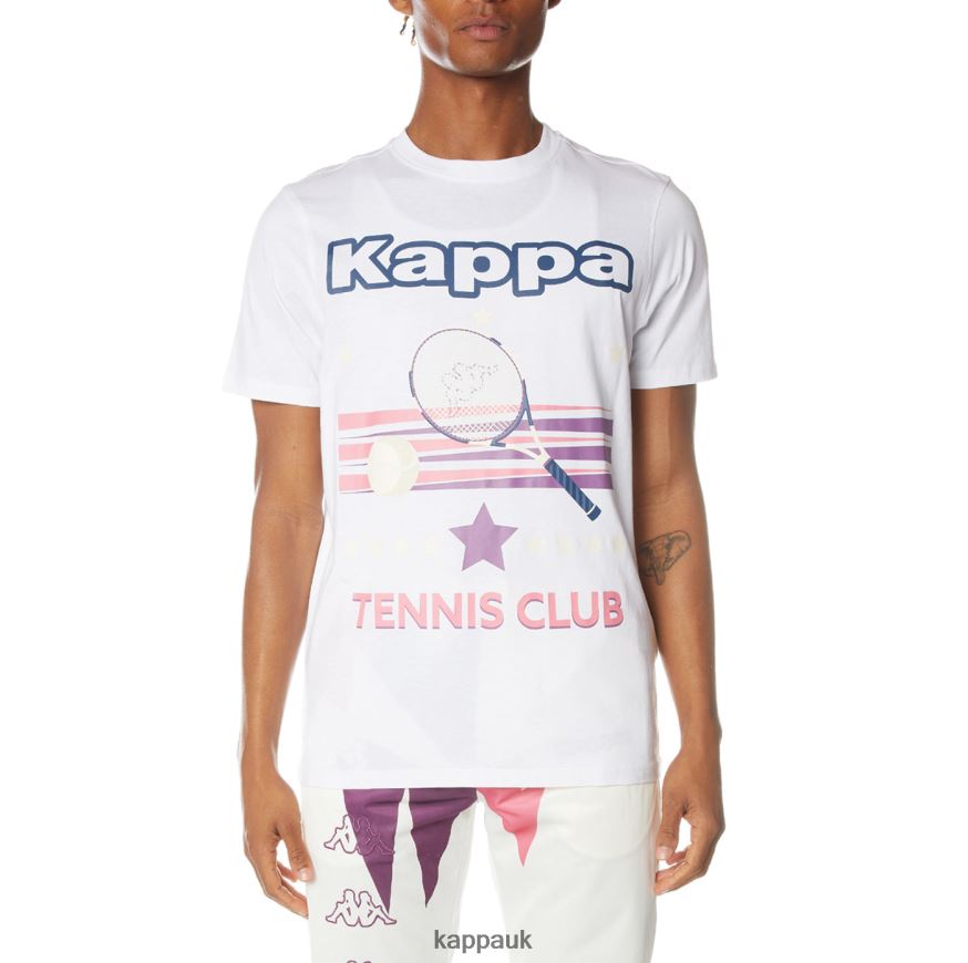 Kappa Logo Prant T-Shirt White 408H4N169 - Kappa UK