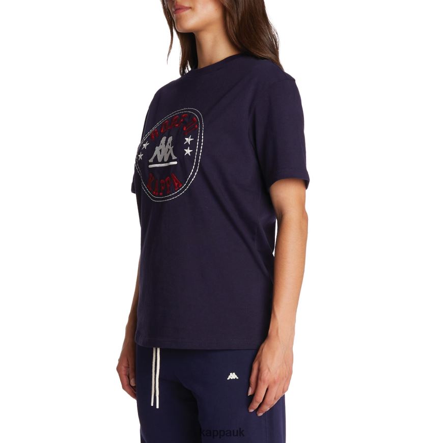 Kappa Robe Giovani Revati T-Shirt Navy 408H4N198 - Kappa Tracksuit UK