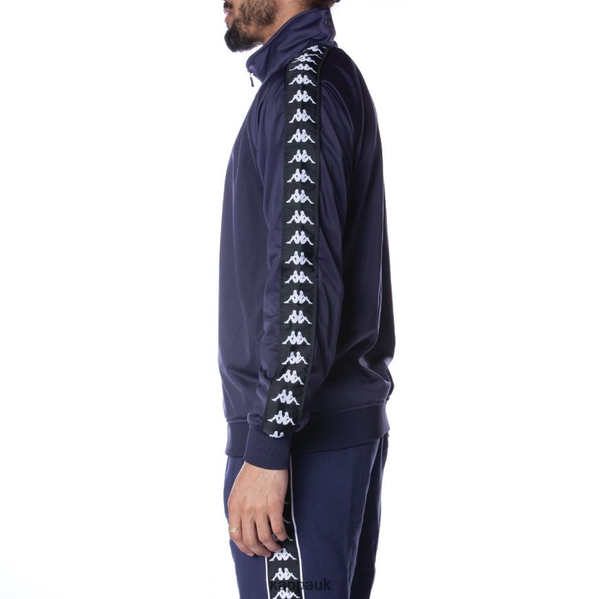 Kappa 222 Banda Anniston Track Jacket Blue Marine Black 408H4N11 - Kappa Trainers UK