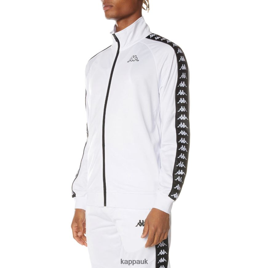 Kappa 222 Banda Anniston Track Jacket WHITE BLACK 408H4N14 - Kappa Trainers UK