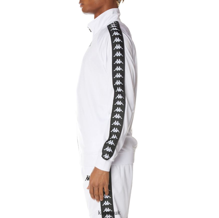 Kappa 222 Banda Anniston Track Jacket WHITE BLACK 408H4N14 - Kappa Trainers UK