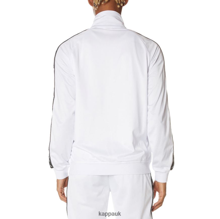 Kappa 222 Banda Anniston Track Jacket WHITE BLACK 408H4N14 - Kappa Trainers UK