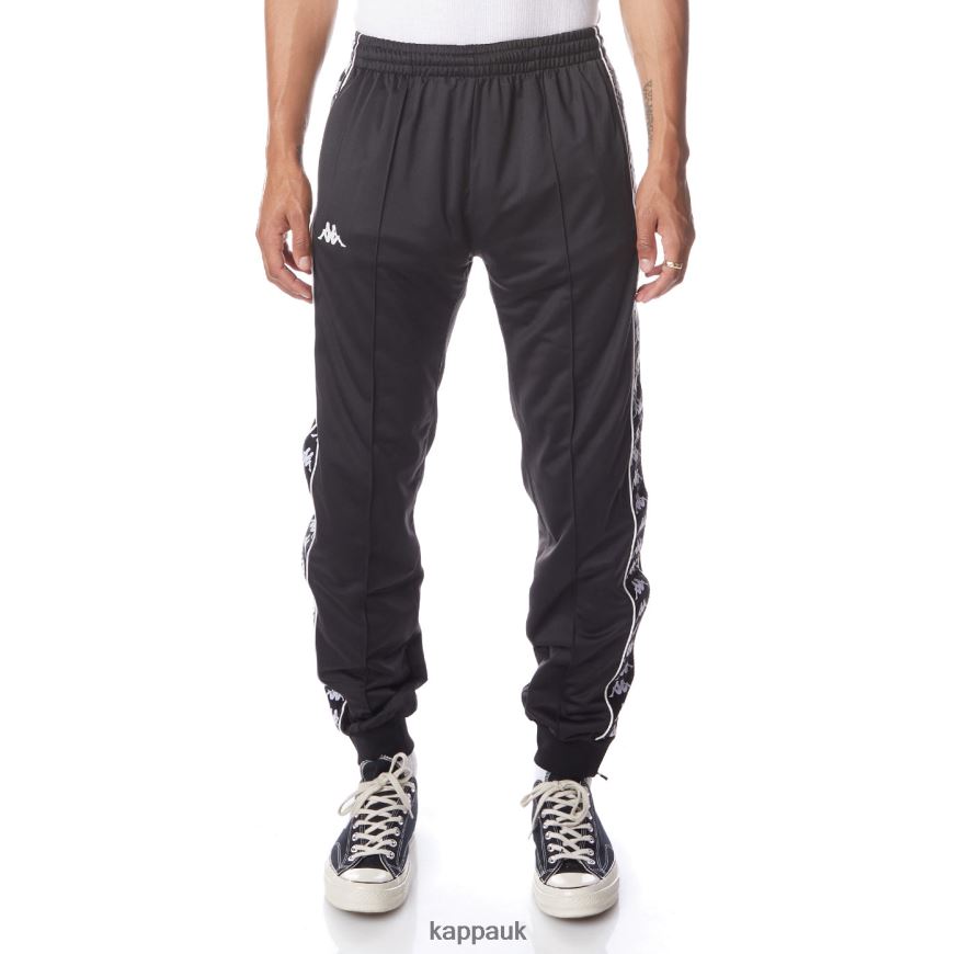 Kappa 222 Banda Rastoriazz Trackpants Black Smoke White 408H4N23 - Kappa Trainers UK