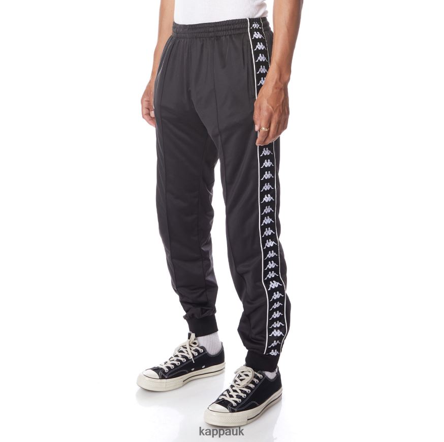 Kappa 222 Banda Rastoriazz Trackpants Black Smoke White 408H4N23 - Kappa Trainers UK
