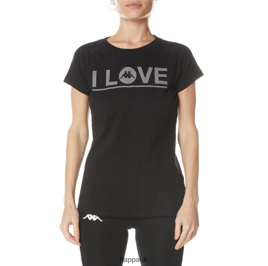 Kappa Authentic Gornicza T-Shirt Black Jet 408H4N378 - Kappa Tracksuit UK