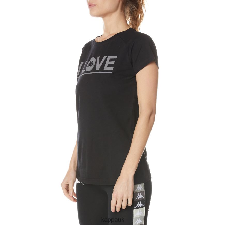 Kappa Authentic Gornicza T-Shirt Black Jet 408H4N378 - Kappa Tracksuit UK